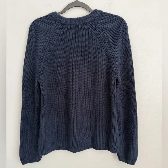 Jenni Kayne Size M • Navy Blue 100% Cotton Fisherman Sweater. - Picture 5 of 5